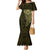 New Zealand Skull Darts Family Matching Mermaid Dress and Hawaiian Shirt Aotearoa Maori Chest Tattoo Stylized Gold - Polynesian Pride