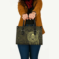 New Zealand Skull Darts Leather Bag Aotearoa Maori Chest Tattoo Stylized Gold - Polynesian Pride