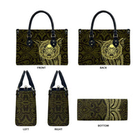 New Zealand Skull Darts Leather Bag Aotearoa Maori Chest Tattoo Stylized Gold - Polynesian Pride