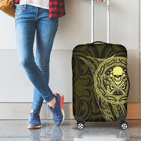 New Zealand Skull Darts Luggage Cover Aotearoa Maori Chest Tattoo Stylized Gold - Polynesian Pride