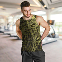New Zealand Skull Darts Men Tank Top Aotearoa Maori Chest Tattoo Stylized Gold - Polynesian Pride