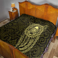 New Zealand Skull Darts Quilt Aotearoa Maori Chest Tattoo Stylized Gold - Polynesian Pride
