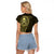 New Zealand Skull Darts Raglan Cropped T Shirt Aotearoa Maori Chest Tattoo Stylized Gold - Polynesian Pride
