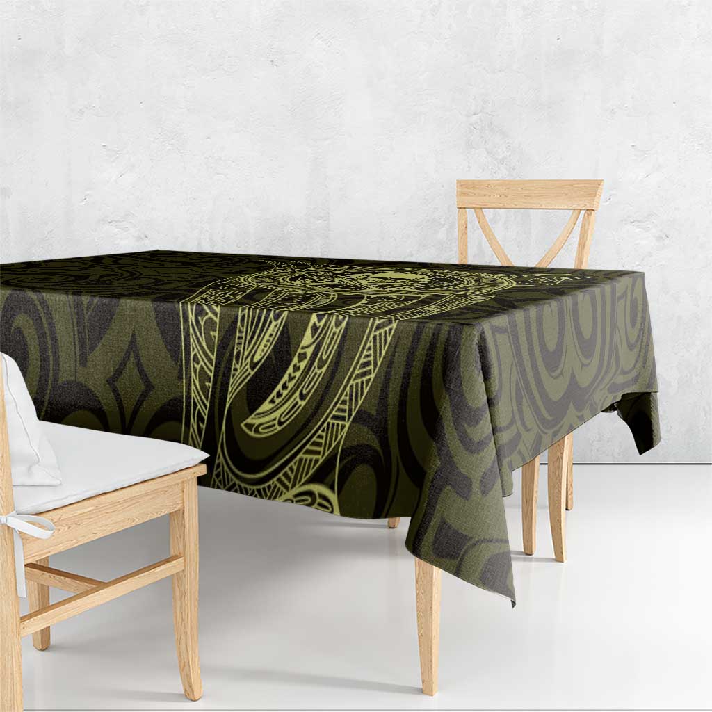 New Zealand Skull Darts Tablecloth Aotearoa Maori Chest Tattoo Stylized Gold - Polynesian Pride