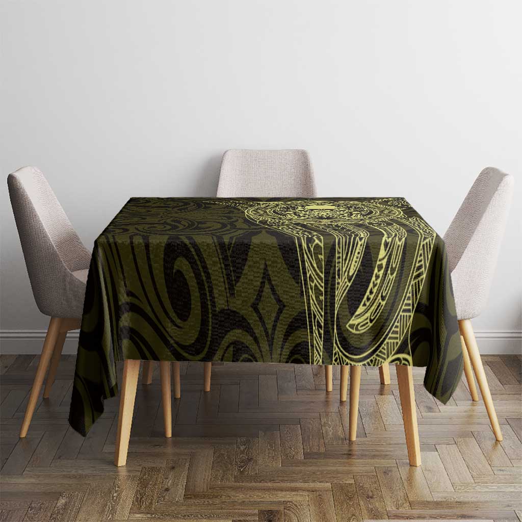 New Zealand Skull Darts Tablecloth Aotearoa Maori Chest Tattoo Stylized Gold - Polynesian Pride
