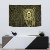 New Zealand Skull Darts Tapestry Aotearoa Maori Chest Tattoo Stylized Gold - Polynesian Pride