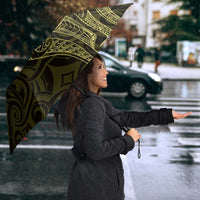New Zealand Skull Darts Umbrella Aotearoa Maori Chest Tattoo Stylized Gold - Polynesian Pride