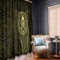 New Zealand Skull Darts Window Curtain Aotearoa Maori Chest Tattoo Stylized Gold - Polynesian Pride