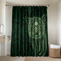 New Zealand Skull Darts Bathroom Set Aotearoa Maori Chest Tattoo Stylized Green - Polynesian Pride