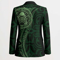 New Zealand Skull Darts Blazer Aotearoa Maori Chest Tattoo Stylized Green - Polynesian Pride