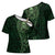 New Zealand Skull Darts Cross Shoulder Shirt Aotearoa Maori Chest Tattoo Stylized Green - Polynesian Pride