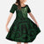New Zealand Skull Darts Family Matching Mermaid Dress and Hawaiian Shirt Aotearoa Maori Chest Tattoo Stylized Green - Polynesian Pride