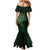 New Zealand Skull Darts Family Matching Mermaid Dress and Hawaiian Shirt Aotearoa Maori Chest Tattoo Stylized Green - Polynesian Pride
