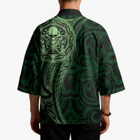 New Zealand Skull Darts Kimono Aotearoa Maori Chest Tattoo Stylized Green - Polynesian Pride