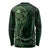 New Zealand Skull Darts Long Sleeve Shirt Aotearoa Maori Chest Tattoo Stylized Green - Polynesian Pride