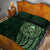 New Zealand Skull Darts Quilt Bed Set Aotearoa Maori Chest Tattoo Stylized Green - Polynesian Pride
