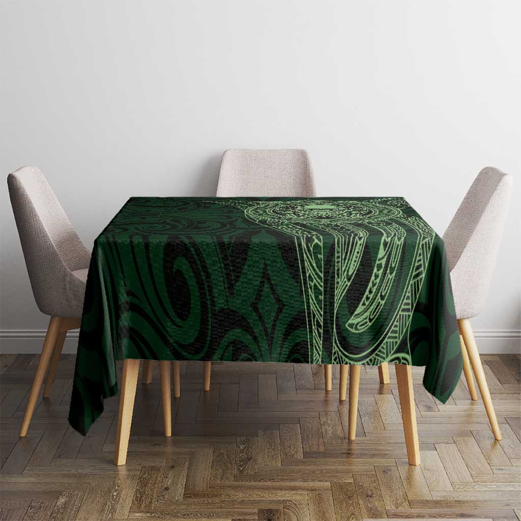 New Zealand Skull Darts Tablecloth Aotearoa Maori Chest Tattoo Stylized Green - Polynesian Pride