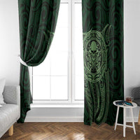 New Zealand Skull Darts Window Curtain Aotearoa Maori Chest Tattoo Stylized Green - Polynesian Pride