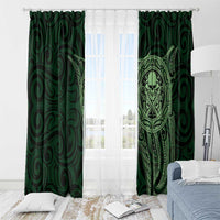 New Zealand Skull Darts Window Curtain Aotearoa Maori Chest Tattoo Stylized Green - Polynesian Pride