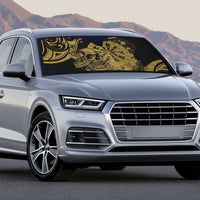 New Zealand Darts Auto Sun Shade Skull In Dart We Trust Maori Pattern - Polynesian Pride