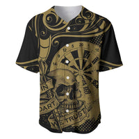 New Zealand Darts Baseball Jersey Skull In Dart We Trust Maori Pattern - Polynesian Pride