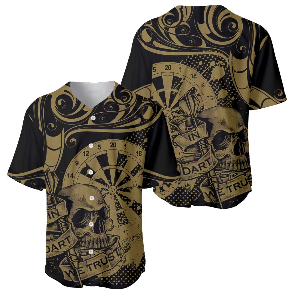 New Zealand Darts Baseball Jersey Skull In Dart We Trust Maori Pattern - Polynesian Pride