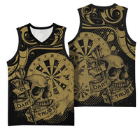 New Zealand Darts Basketball Jersey Skull In Dart We Trust Maori Pattern - Polynesian Pride