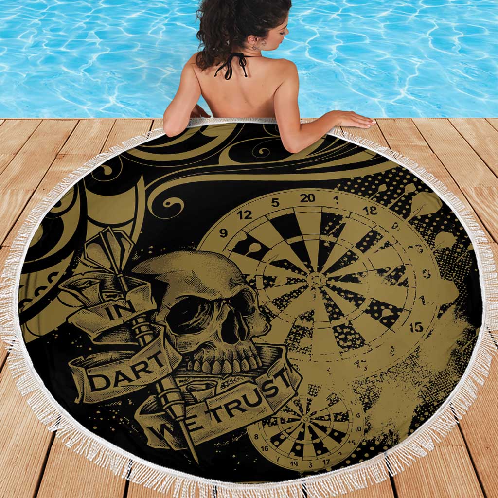 New Zealand Darts Beach Blanket Skull In Dart We Trust Maori Pattern - Polynesian Pride