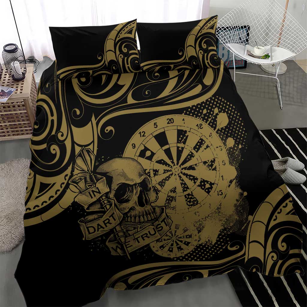 New Zealand Darts Bedding Set Skull In Dart We Trust Maori Pattern - Polynesian Pride