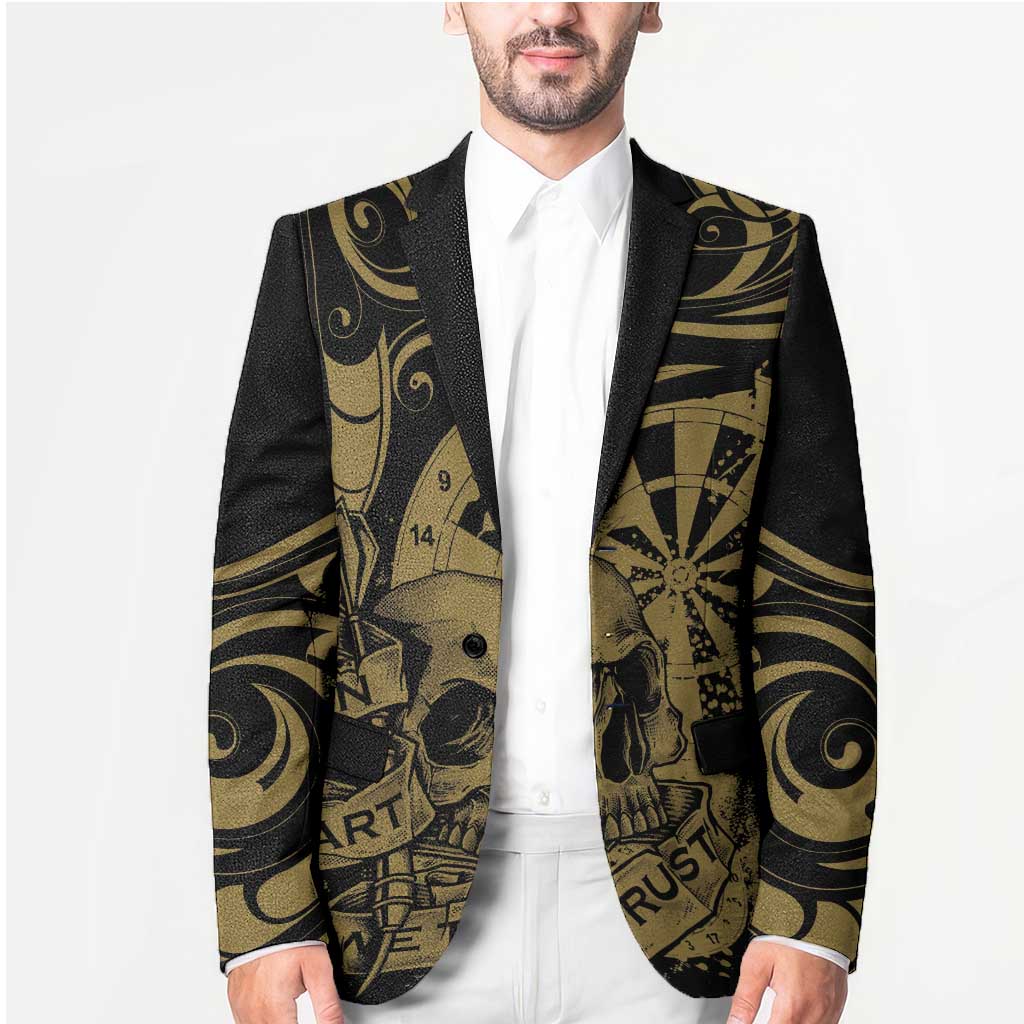 New Zealand Darts Blazer Skull In Dart We Trust Maori Pattern - Polynesian Pride