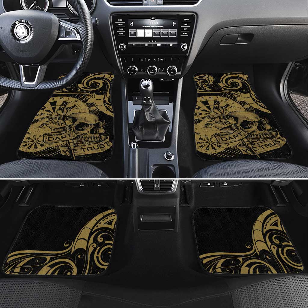 New Zealand Darts Car Mats Skull In Dart We Trust Maori Pattern - Polynesian Pride