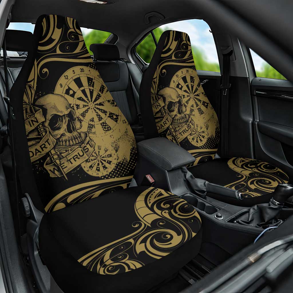 New Zealand Darts Car Seat Cover Skull In Dart We Trust Maori Pattern - Polynesian Pride