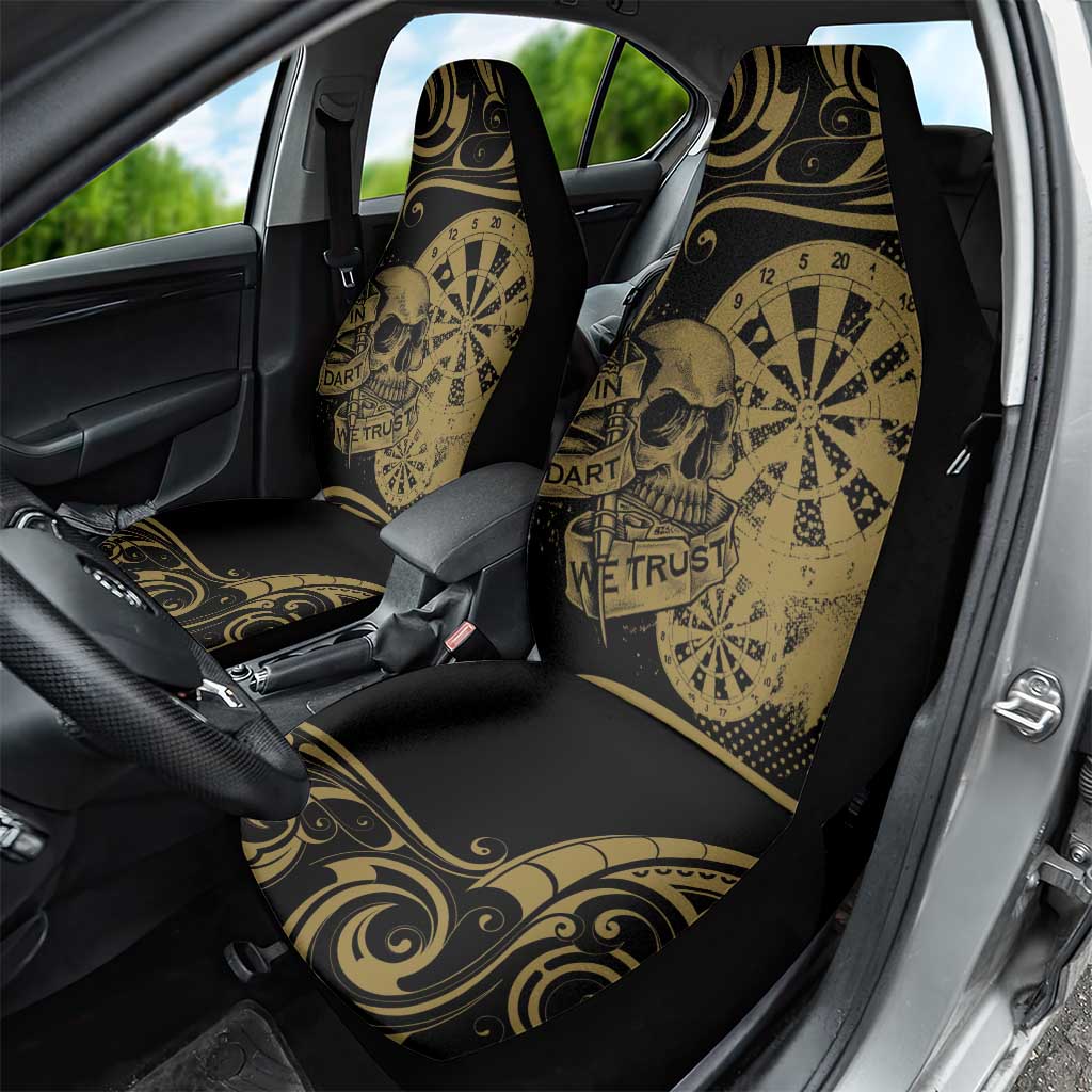 New Zealand Darts Car Seat Cover Skull In Dart We Trust Maori Pattern - Polynesian Pride