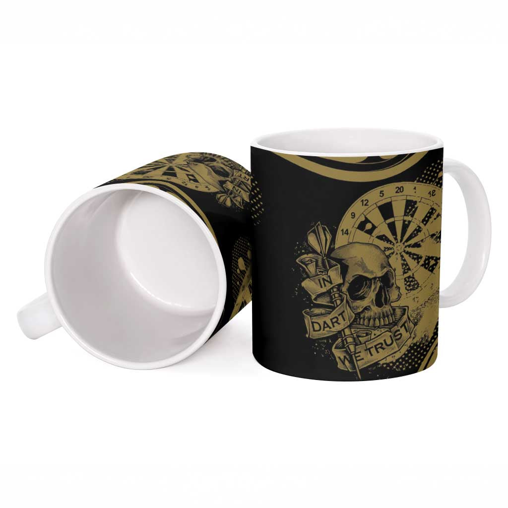 New Zealand Darts Ceramic Mug Skull In Dart We Trust Maori Pattern - Polynesian Pride