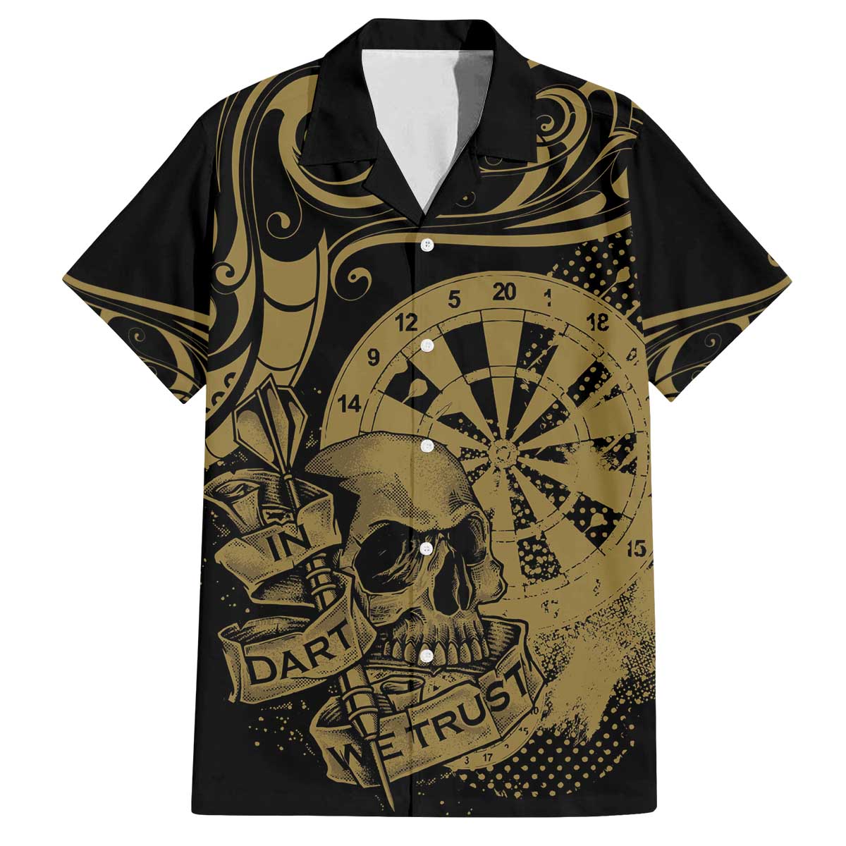 New Zealand Darts Family Matching Off The Shoulder Long Sleeve Dress and Hawaiian Shirt Skull In Dart We Trust Maori Pattern - Polynesian Pride