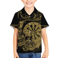 New Zealand Darts Family Matching Off The Shoulder Long Sleeve Dress and Hawaiian Shirt Skull In Dart We Trust Maori Pattern - Polynesian Pride