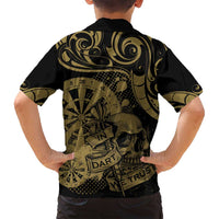New Zealand Darts Family Matching Off Shoulder Short Dress and Hawaiian Shirt Skull In Dart We Trust Maori Pattern - Polynesian Pride