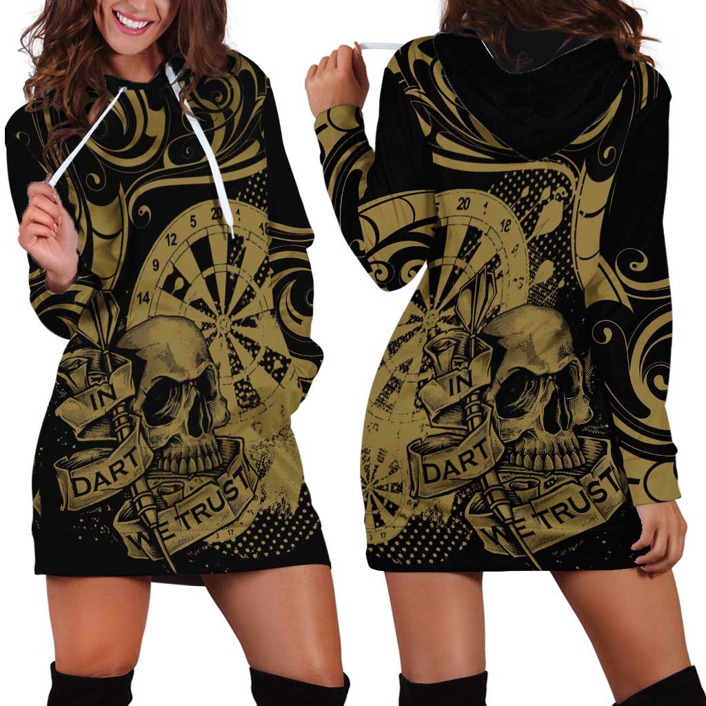 New Zealand Darts Hoodie Dress Skull In Dart We Trust Maori Pattern - Polynesian Pride