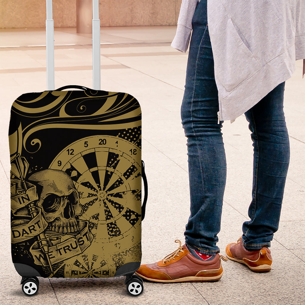 New Zealand Darts Luggage Cover Skull In Dart We Trust Maori Pattern LT14 Gold - Polynesian Pride
