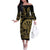 New Zealand Darts Off The Shoulder Long Sleeve Dress Skull In Dart We Trust Maori Pattern - Polynesian Pride