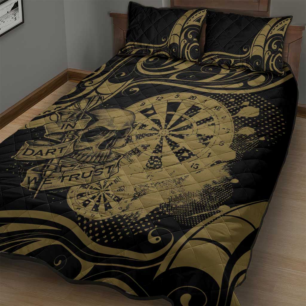 New Zealand Darts Quilt Bed Set Skull In Dart We Trust Maori Pattern - Polynesian Pride