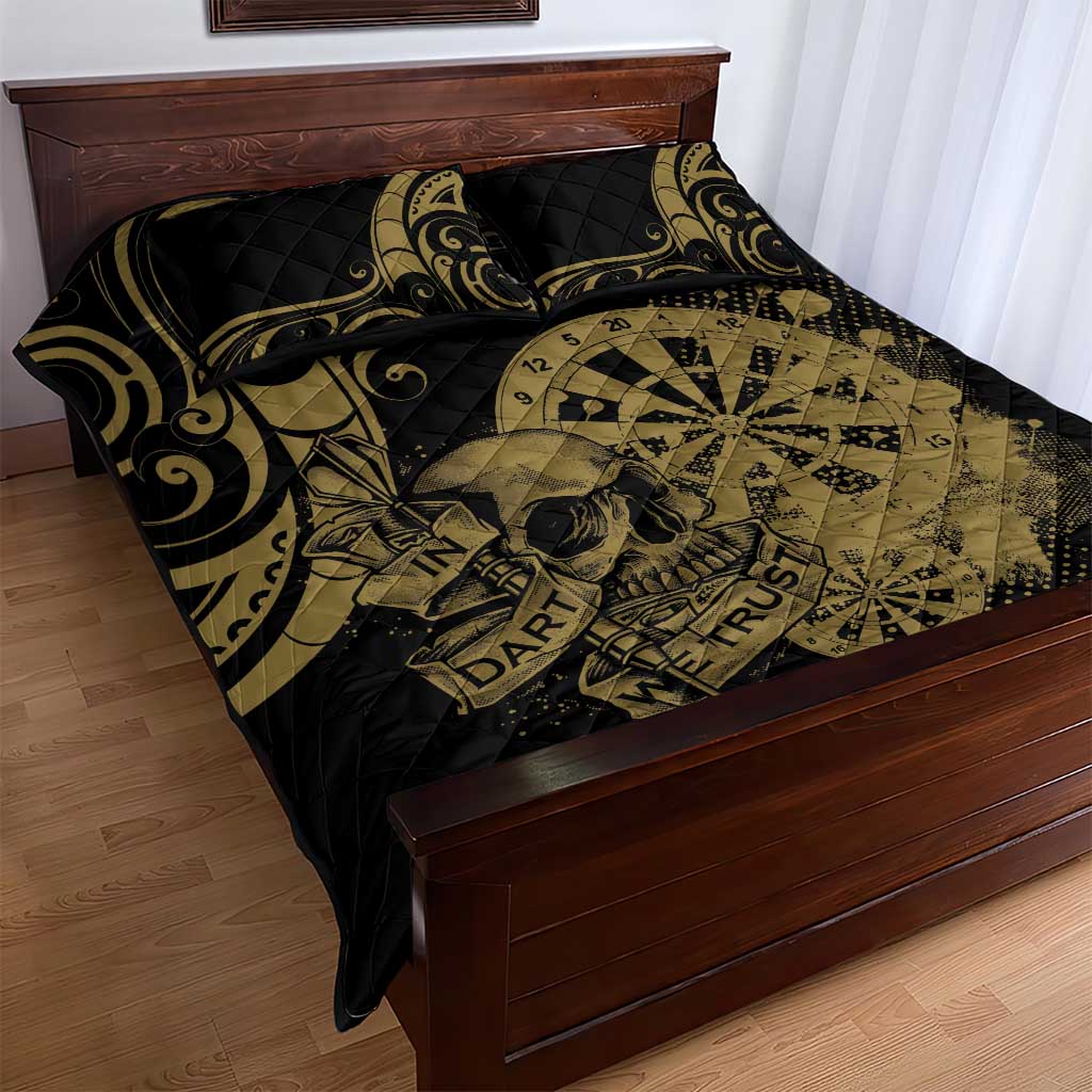 New Zealand Darts Quilt Bed Set Skull In Dart We Trust Maori Pattern - Polynesian Pride