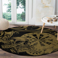 New Zealand Darts Round Carpet Skull In Dart We Trust Maori Pattern - Polynesian Pride