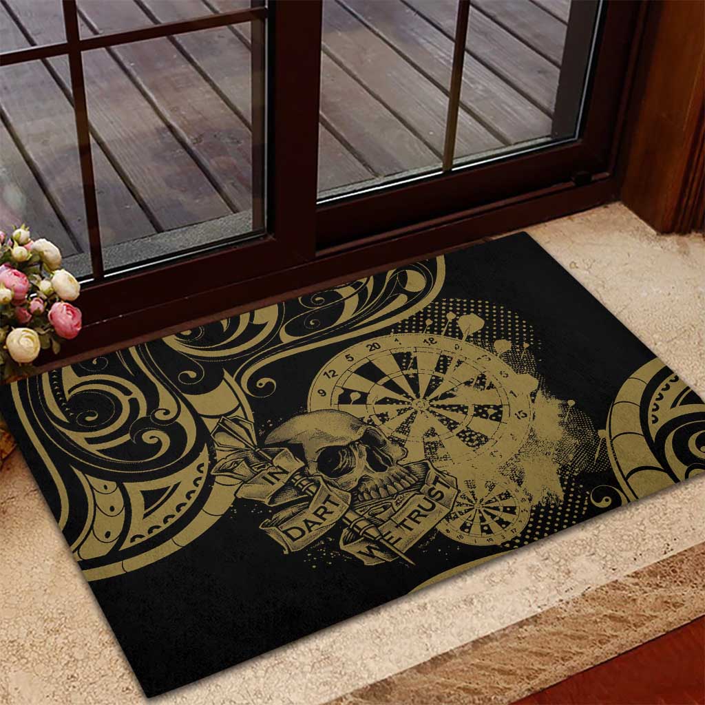 New Zealand Darts Rubber Doormat Skull In Dart We Trust Maori Pattern - Polynesian Pride