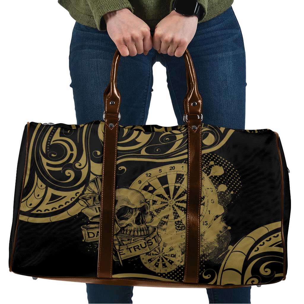 New Zealand Darts Travel Bag Skull In Dart We Trust Maori Pattern - Polynesian Pride