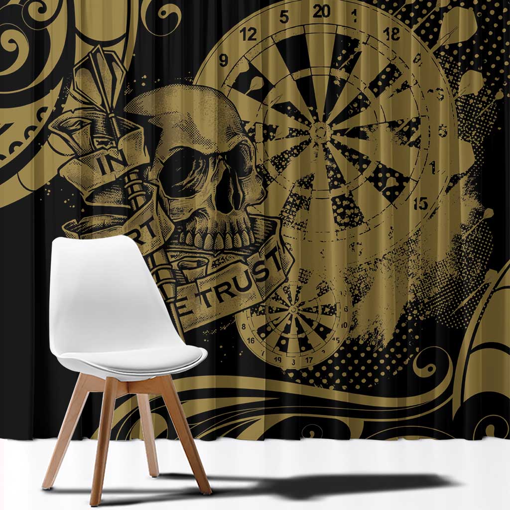New Zealand Darts Window Curtain Skull In Dart We Trust Maori Pattern - Polynesian Pride