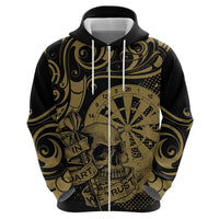 New Zealand Darts Zip Hoodie Skull In Dart We Trust Maori Pattern - Polynesian Pride