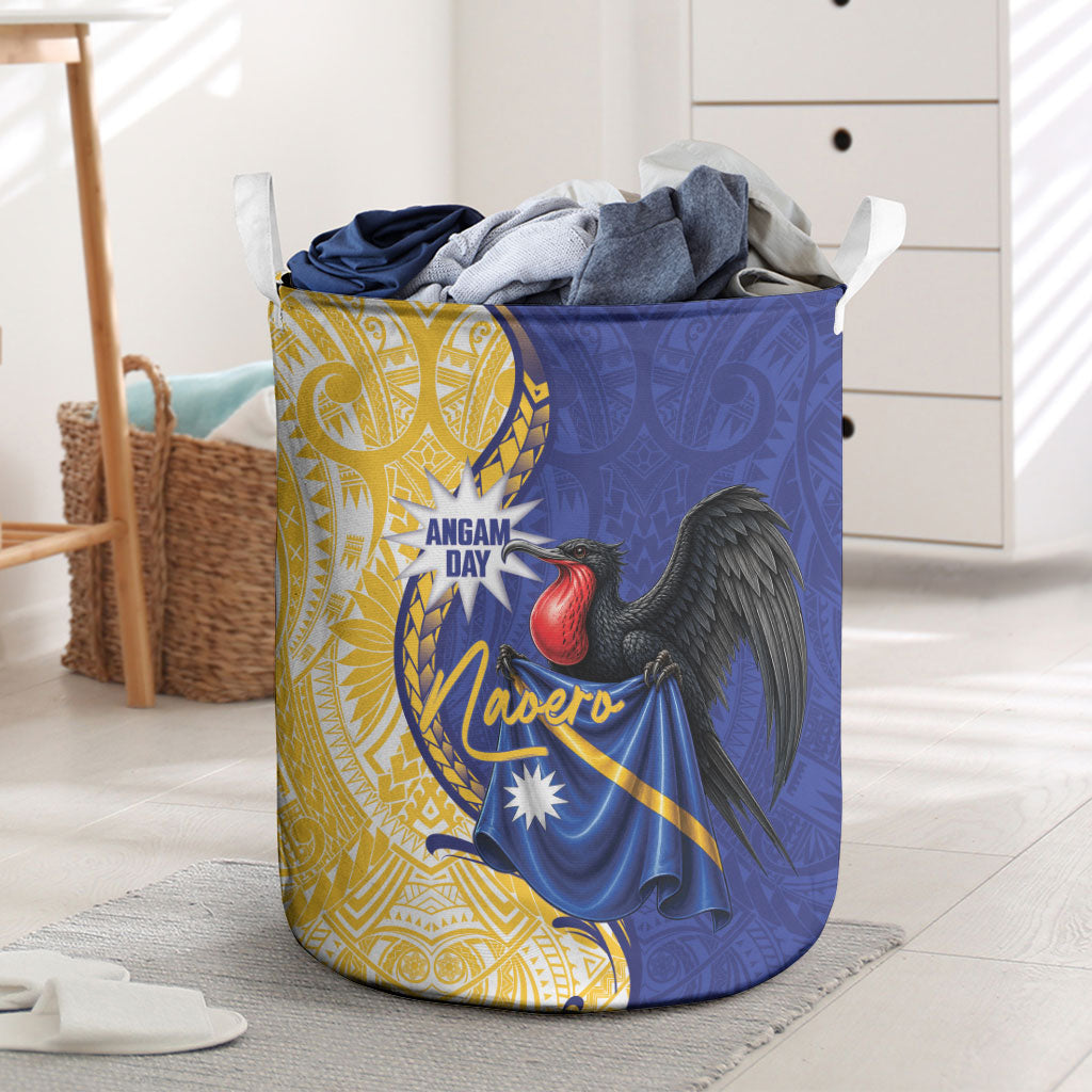 Nauru Angam Day Laundry Basket Naoero Frigatebird With Flag Proud