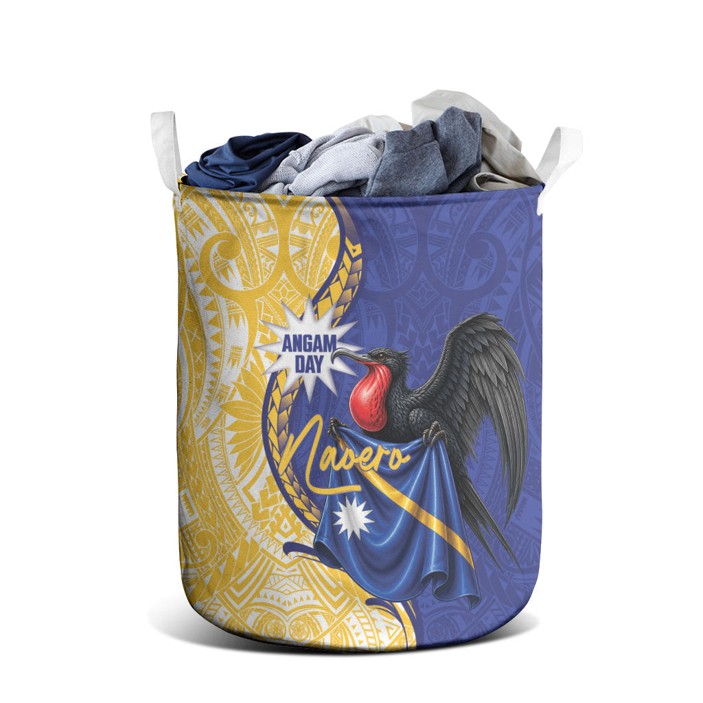 Nauru Angam Day Laundry Basket Naoero Frigatebird With Flag Proud