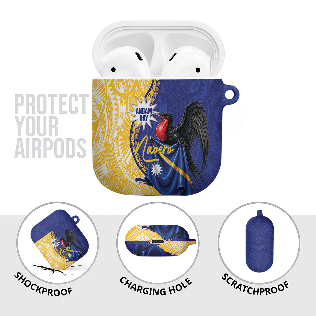 Nauru Angam Day AirPods Case Naoero Frigatebird With Flag Proud